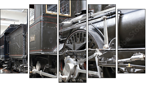 Detail of old steam locomotive - Five-piece canvas print, Pentaptych