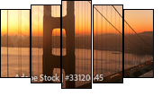 Golden Gate Bridge at Dawn - Five-piece canvas print, Pentaptych