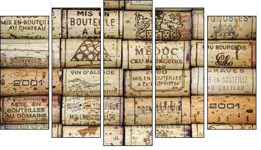 Background of wine corks - Five-piece canvas print, Pentaptych
