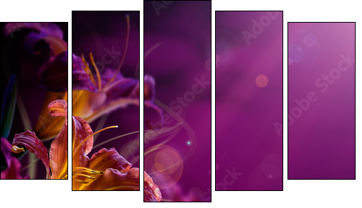 abstract floral background.With copy-space - Five-piece canvas print, Pentaptych