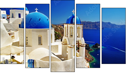 beautiful Santorini view of caldera with churches - Five-piece canvas print, Pentaptych
