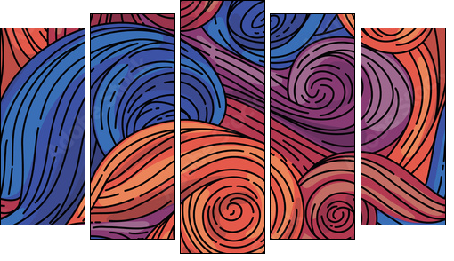 Seamless vector pattern. Van Gogh style - Five-piece canvas print, Pentaptych