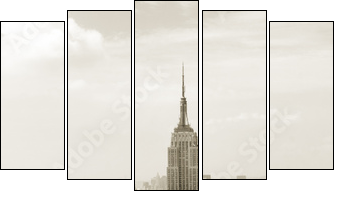 Manhattan panorama in sepia - Five-piece canvas print, Pentaptych