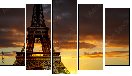 Eiffel tower, Paris - Five-piece canvas print, Pentaptych