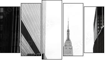Emipre State Building and yellow, Manhattan, New York - Five-piece canvas print, Pentaptych