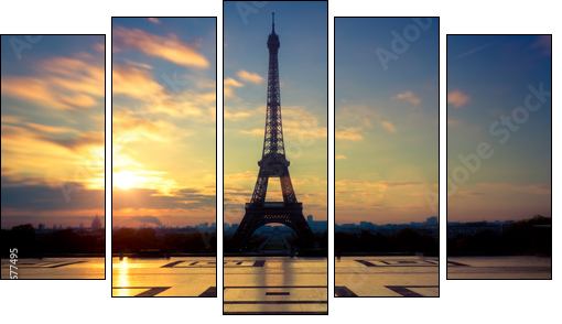 Tour Eiffel Paris France - Five-piece canvas print, Pentaptych