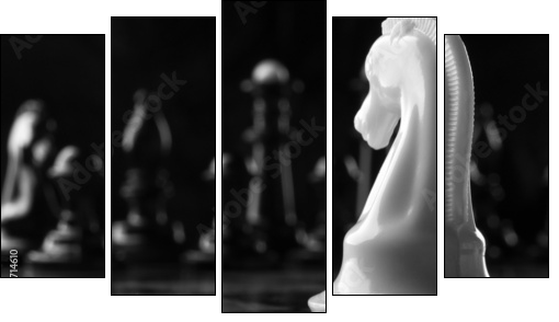 white knight chess piece - Five-piece canvas print, Pentaptych