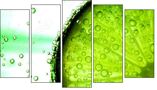 lime slice in water - Five-piece canvas print, Pentaptych