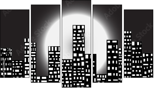 CITY AT NIGHT - Five-piece canvas print, Pentaptych
