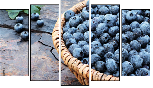 Fresh Blueberries - Five-piece canvas print, Pentaptych