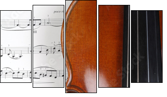 Geige mit Noten - Five-piece canvas print, Pentaptych