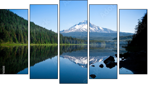 Beautiful Mountain Reflection in Lake - Five-piece canvas print, Pentaptych