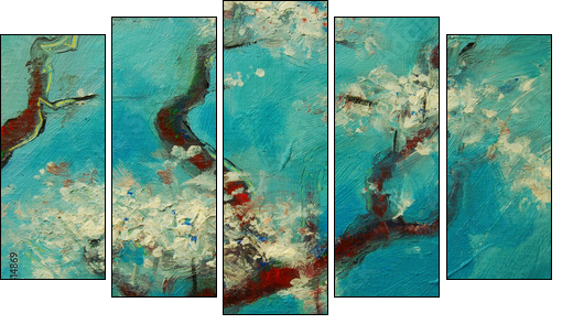 Arbre en fleurs - Five-piece canvas print, Pentaptych