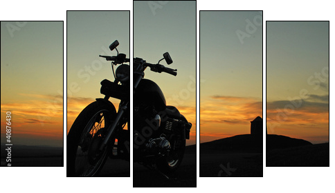 motorbike sunset - Five-piece canvas print, Pentaptych
