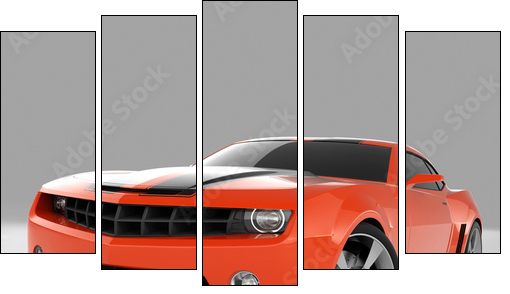 red sports car - Five-piece canvas print, Pentaptych