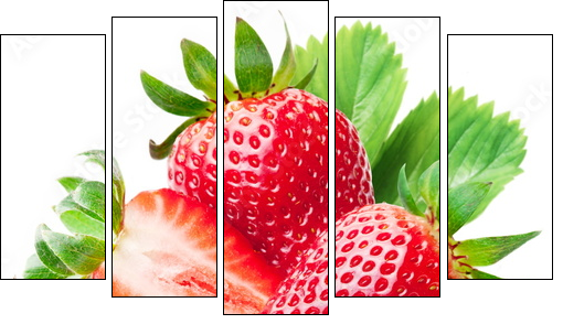 Strawberries with leaves. - Five-piece canvas print, Pentaptych