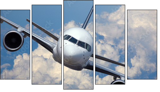 Airliner in flight - Five-piece canvas print, Pentaptych