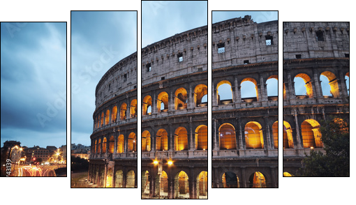 Coliseum at night. Rome - Italy - Five-piece canvas print, Pentaptych