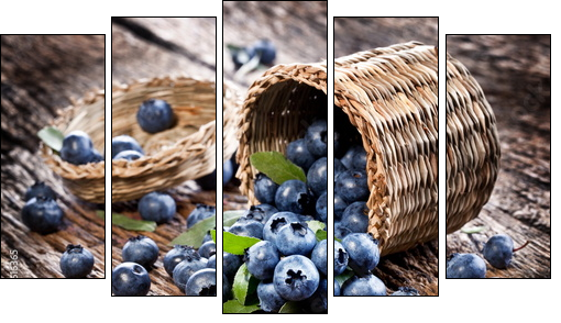 Blueberries have dropped from the basket - Five-piece canvas print, Pentaptych