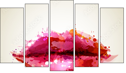 Beautiful womans lips formed by abstract blots - Five-piece canvas print, Pentaptych