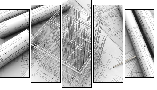 plan drawing - Five-piece canvas print, Pentaptych