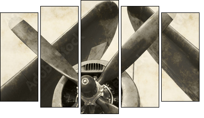 Wartime navy airplane with folded wings - Five-piece canvas print, Pentaptych
