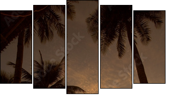 Relaxing hammock sunset - Five-piece canvas print, Pentaptych