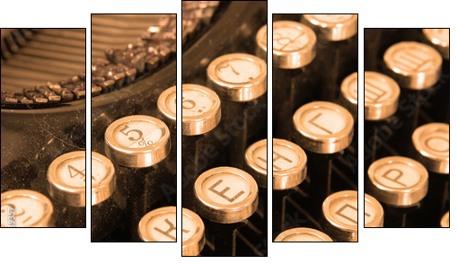 Keyboard of vintage typewriter sepia - Five-piece canvas print, Pentaptych