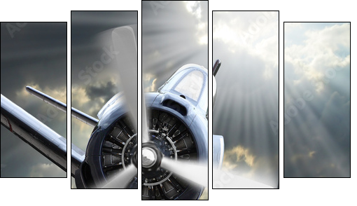 The Fighter. Retro technology theme. - Five-piece canvas print, Pentaptych