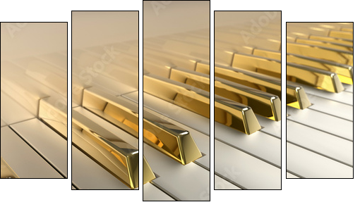 Gold Piano - Five-piece canvas print, Pentaptych