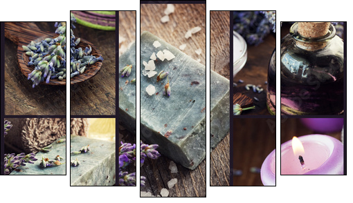 Lavender dayspa collage - Five-piece canvas print, Pentaptych