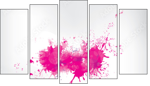 Colored paint splashes  on abstract background - Five-piece canvas print, Pentaptych