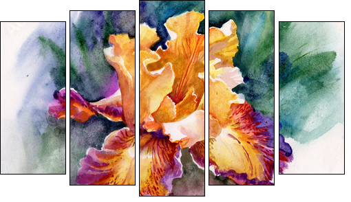 Yellow iris - Five-piece canvas print, Pentaptych