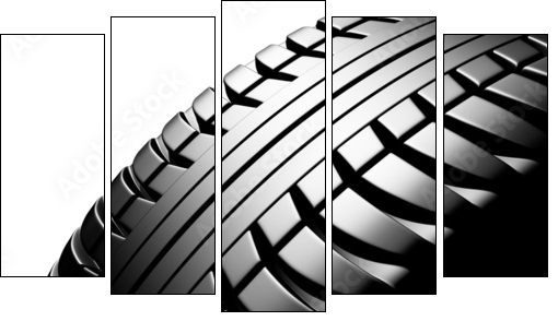 Car tire on a white background - Five-piece canvas print, Pentaptych