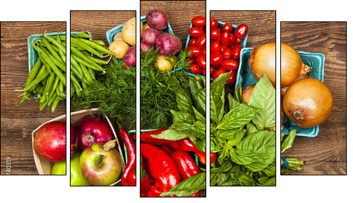 Market fruits and vegetables - Five-piece canvas print, Pentaptych