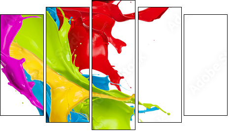 Colored splashes in abstract shape, isolated on white background - Five-piece canvas print, Pentaptych