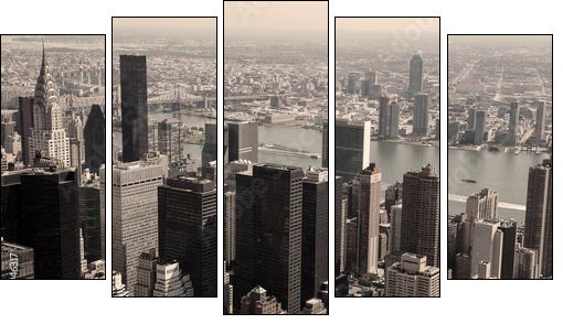 Skyline of Manhattan - sepia image - Five-piece canvas print, Pentaptych