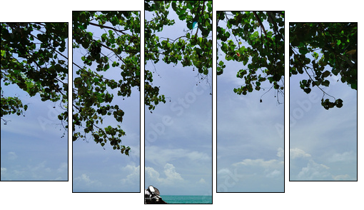 Scooter on the beach, Travel in summer time concept - Five-piece canvas print, Pentaptych