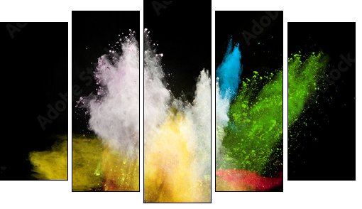 launched colorful powder - Five-piece canvas print, Pentaptych