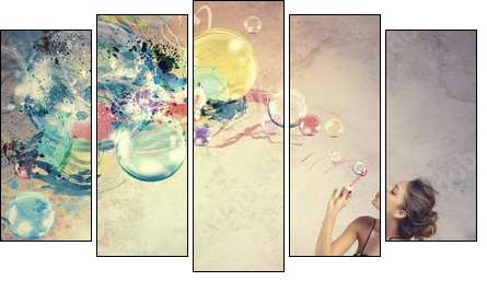 Creative fashion with soap ball - Five-piece canvas print, Pentaptych