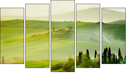 Countryside, San QuiricoÂ´Orcia , Tuscany, Italy - Five-piece canvas print, Pentaptych