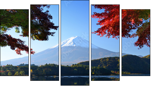 Mt. Fuji in the Autumn from Lake Kawaguchi, Japan - Five-piece canvas print, Pentaptych