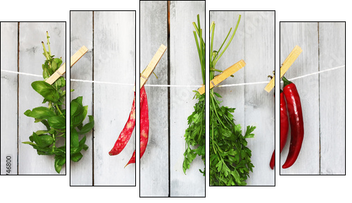 Pepper and parsley - Five-piece canvas print, Pentaptych