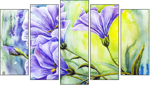 Wildflowers. Watercolor painting. - Five-piece canvas print, Pentaptych