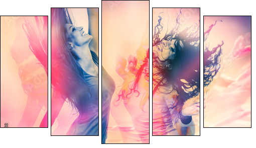 arty picture of dancing girls / disco disco 07 - Five-piece canvas print, Pentaptych