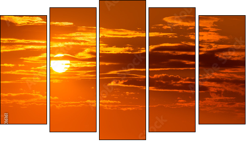 Sunset orange sky background at evening - Five-piece canvas print, Pentaptych