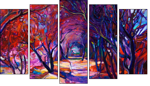 Path in the forest - Five-piece canvas print, Pentaptych