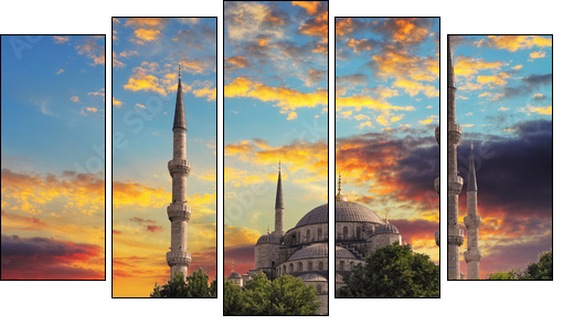 Blue mosque in Istanbul - Five-piece canvas print, Pentaptych