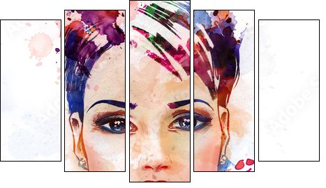Fashion illustration of the beautiful girl - Five-piece canvas print, Pentaptych