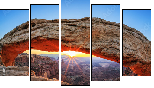 Famous sunrise at Mesa Arch - Five-piece canvas print, Pentaptych